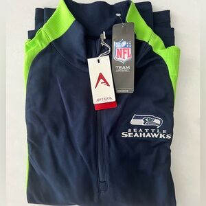 Antigua Women's Navy and Neon Green Quarter-Zip Pullover